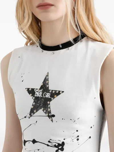 Dolce & Gabbana Jersey Sleeveless T-shirt With Print In White