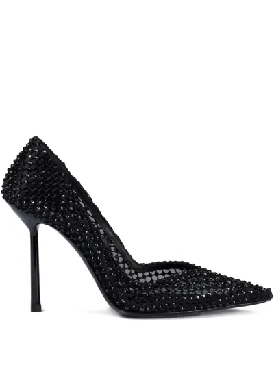 Le Silla 100mm Gilda Crystal-embellished Mesh Pumps In Black