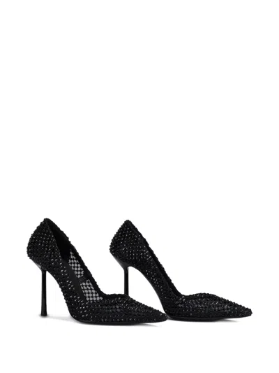 Le Silla 100mm Gilda Crystal-embellished Mesh Pumps In Black