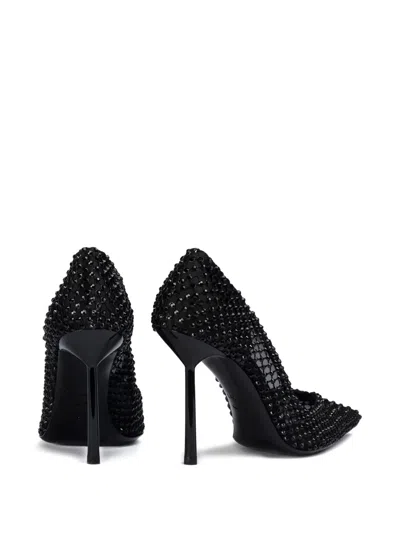 Le Silla 100mm Gilda Crystal-embellished Mesh Pumps In Black