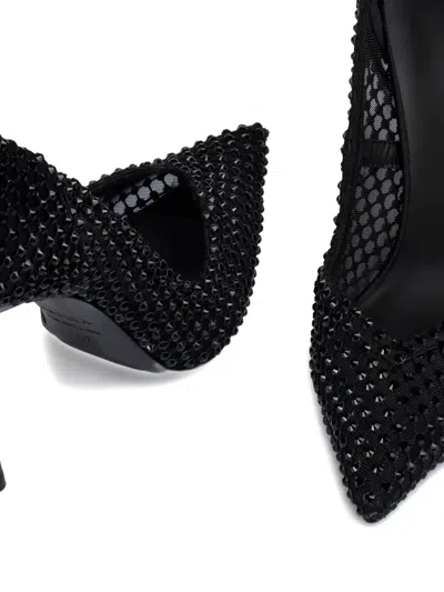 Le Silla 100mm Gilda Crystal-embellished Mesh Pumps In Black