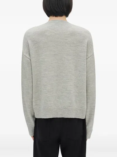 Ann Demeulemeester Bird-print Wool Sweater In Gray