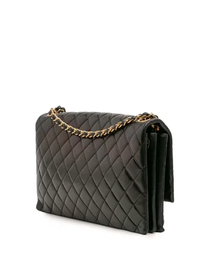 Pre-owned Chanel 2016-2017 Quilted Lambskin Pagoda Accordion Flap Shoulder Bag In Black