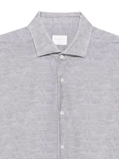Xacus Tailored Grey Shirt With Textured Pattern In Gray