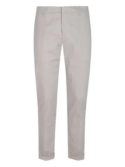 Dondup Pleated Cuffed Straight-leg Trousers In Gray