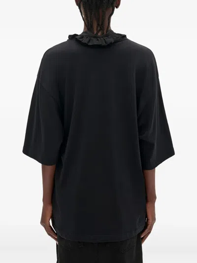 Ann Demeulemeester Agapi Printed High Comfort T-shirt With Detachable Collar In Black