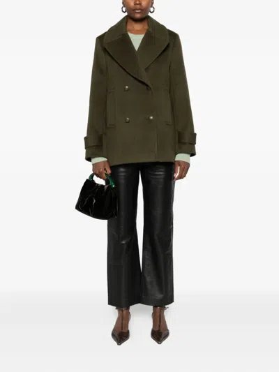 Eric Bompard Double-breasted Notched-lapel Jacket In Green