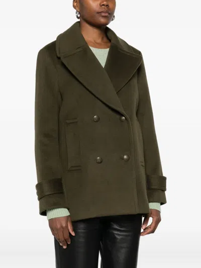 Eric Bompard Double-breasted Notched-lapel Jacket In Green