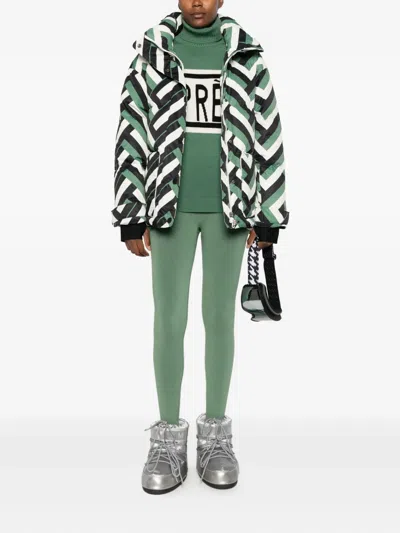 Perfect Moment Schild Intarsia Merino Wool Turtleneck Sweater In Green