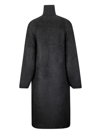 Boboutic Textured Knit Double-breasted Coat In Black