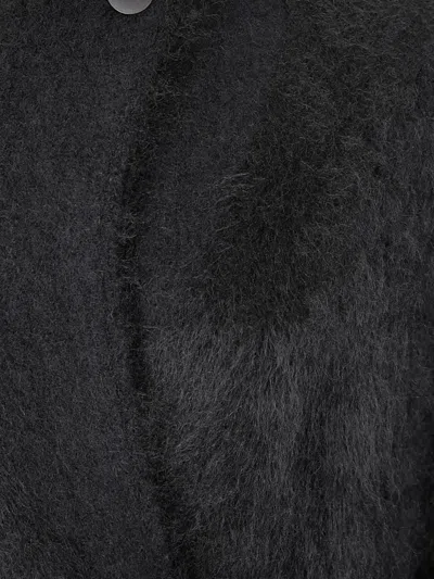 Boboutic Textured Knit Double-breasted Coat In Black