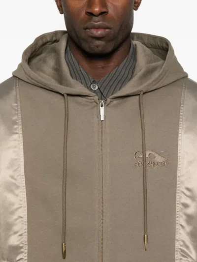 Feng Chen Wang Satin-panel Hooded Jacket In Neutral