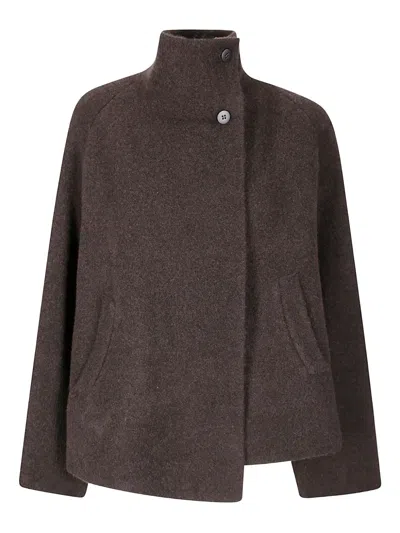 Boboutic High Collar Jacket With Button Closure In Brown