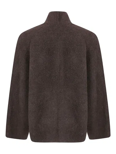 Boboutic High Collar Jacket With Button Closure In Brown