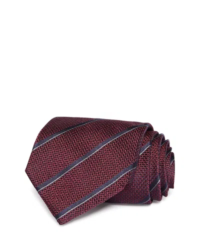 Canali Silk Classic Stripe Tie In Red