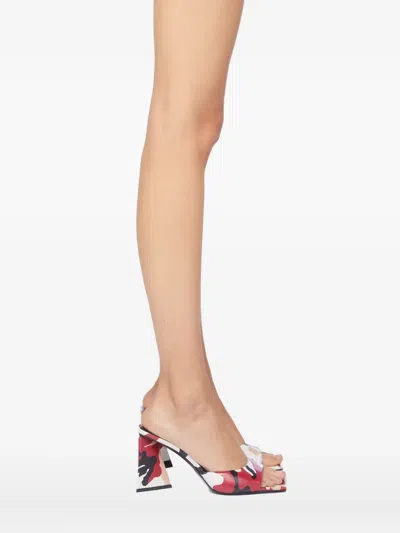 Attico Camouflage-print Block-heel Mules In Red