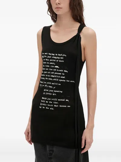 Ann Demeulemeester Seva Script Tank Top In Black