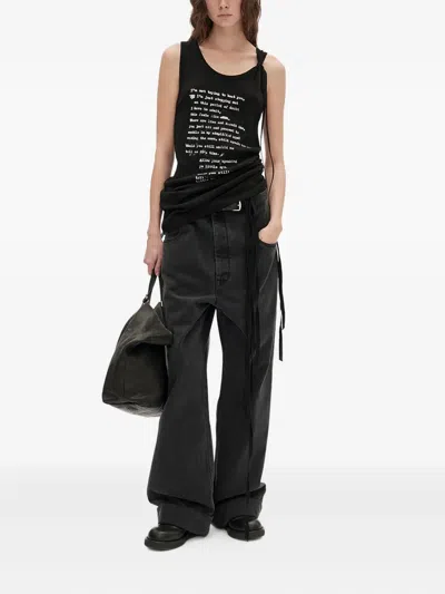 Ann Demeulemeester Seva Script Tank Top In Black
