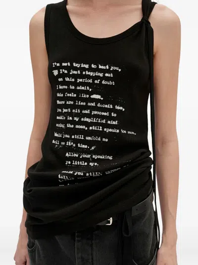 Ann Demeulemeester Seva Script Tank Top In Black