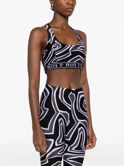 Pucci Geometric Racerback Top For Modern Style In Black