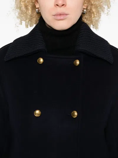P.a.r.o.s.h Parosh Double-breasted Coat In Wool In Black