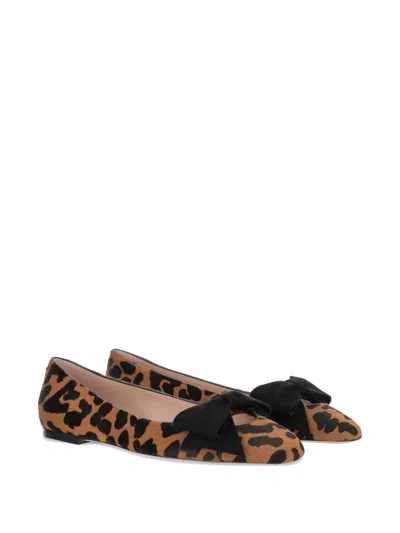 Valentino Garavani Bowow Ballerina In Pony-effect Calfskin Woman Animal Print 42 In Brown