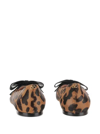 Valentino Garavani Bowow Ballerina In Pony-effect Calfskin Woman Animal Print 42 In Brown