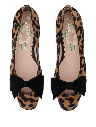 Valentino Garavani Bowow Ballerina In Pony-effect Calfskin Woman Animal Print 42 In Brown