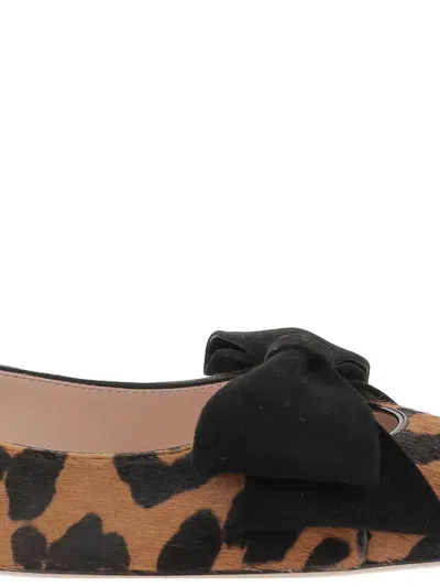 Valentino Garavani Bowow Ballerina In Pony-effect Calfskin Woman Animal Print 42 In Brown
