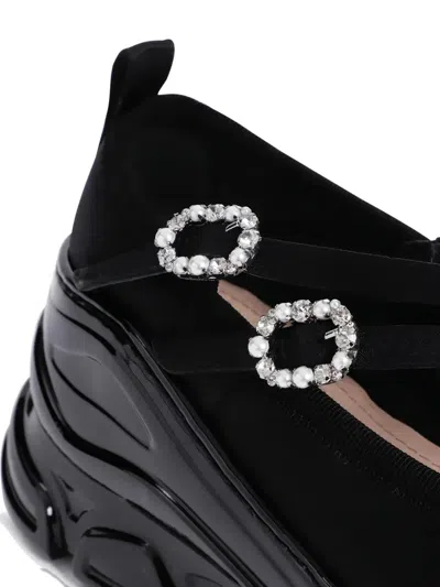 Simone Rocha Ballet Flats With Pearl Details And Sculpted Sole In Black