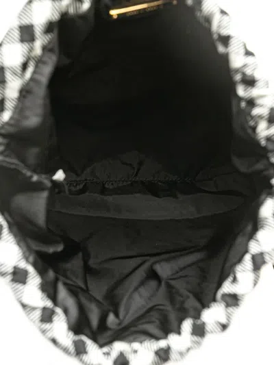 Pre-owned Miu Miu 2010-2025 Nylon Gingham Drawstring Pouch In Blue