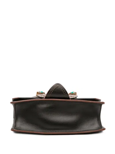 Pre-owned Miu Miu 2010-2025 Goatskin Madras Soft Calf Crystal Embellished Crossbody Bag In Black