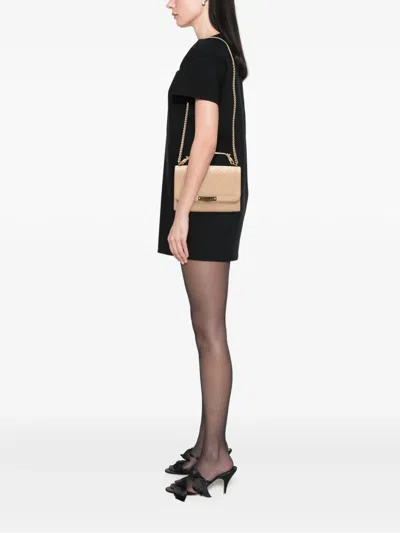 Pre-owned Chanel 2016-2017 Medium Quilted Calfskin Label Click Flap Satchel In Brown