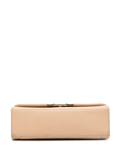 Pre-owned Chanel 2016-2017 Medium Quilted Calfskin Label Click Flap Satchel In Brown