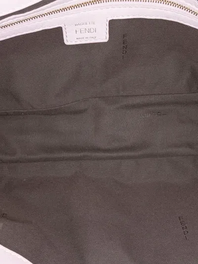 Pre-owned Fendi 2000-2010 Zucca Embossed Leather Baguette Satchel In Purple