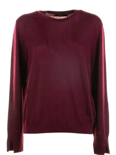 开衩袖口圆领毛衣