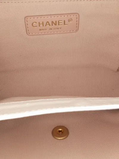 Pre-owned Chanel 2021-2025 Cc Quilted Aged Calfskin Accordion Flap Crossbody Bag In White