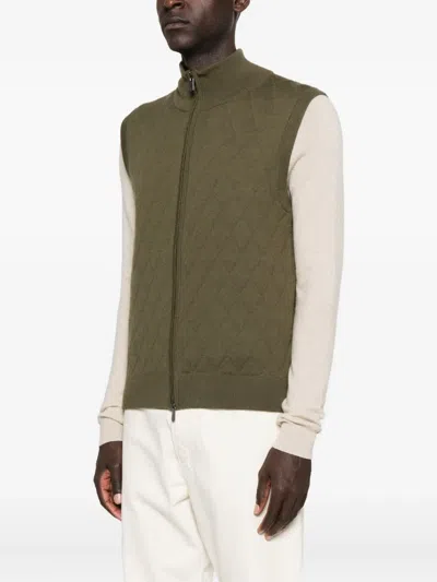 Eric Bompard Diamond-pattern Vest In Green