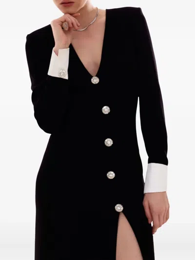 Moos Studio Diamond Cutter V-neck Maxi Dress In Black