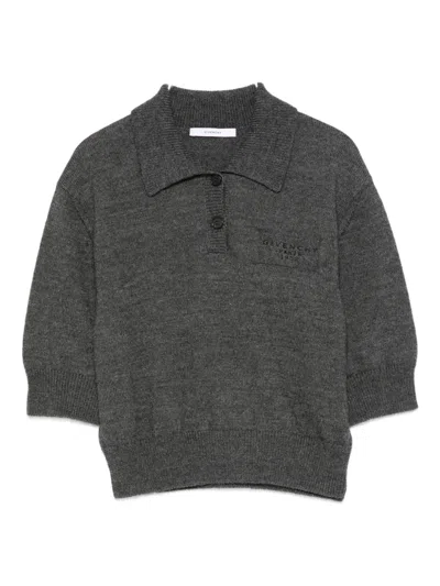 Givenchy Cropped Wool And Alpaca Polo Sweater In Gray
