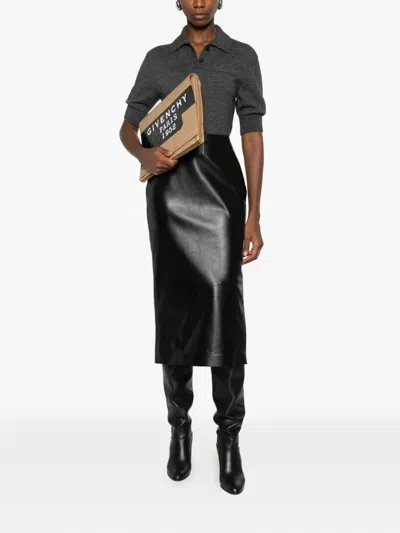 Givenchy Cropped Wool And Alpaca Polo Sweater In Gray