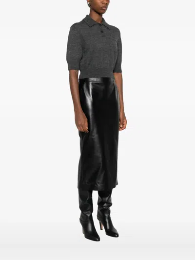 Givenchy Cropped Wool And Alpaca Polo Sweater In Gray