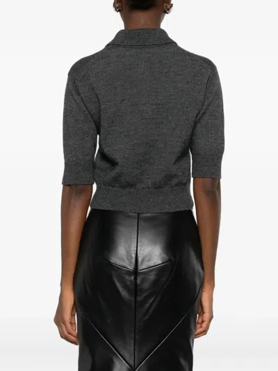 Givenchy Cropped Wool And Alpaca Polo Sweater In Gray