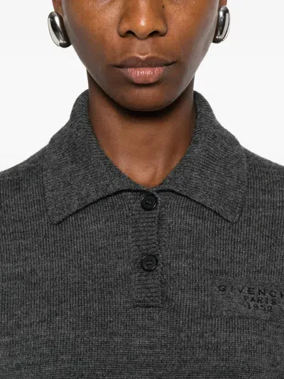 Givenchy Cropped Wool And Alpaca Polo Sweater In Gray