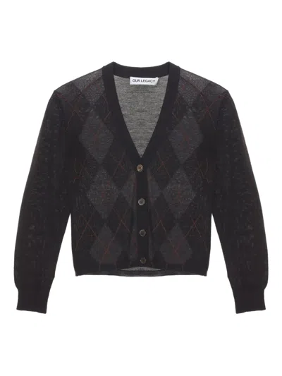 Our Legacy Argyle Pattern Long Sleeve Knitwear Top In Brown