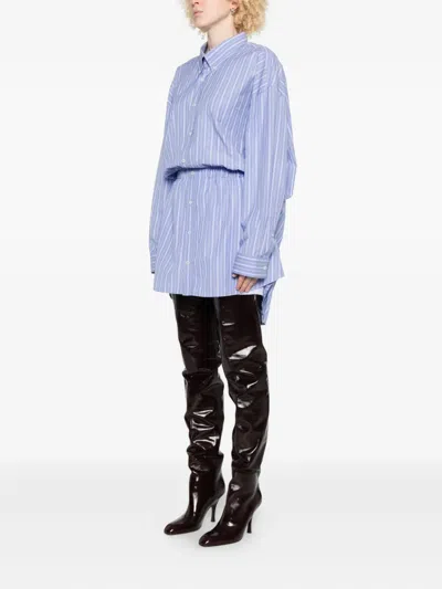 Maison Margiela Blue Striped Romper In Blue