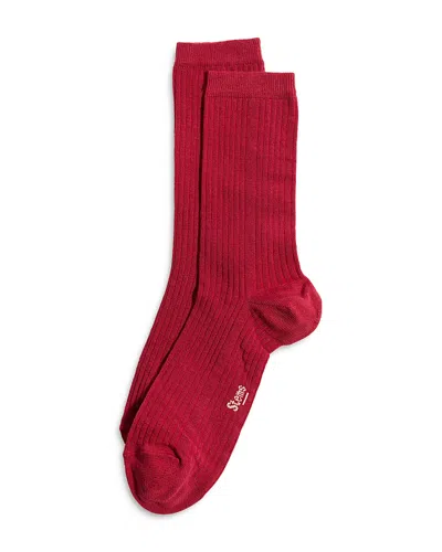 Stems Rib Knit Crew Socks In Red