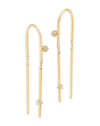 Zoë Chicco 14k Yellow Gold Prong Diamonds Wire Threader Earrings In Multi
