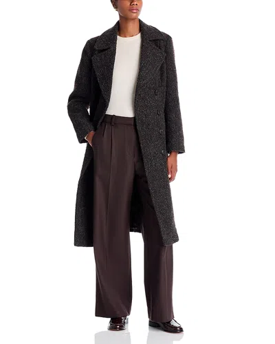 Bernardo Double Breasted Belted Coat In Brown