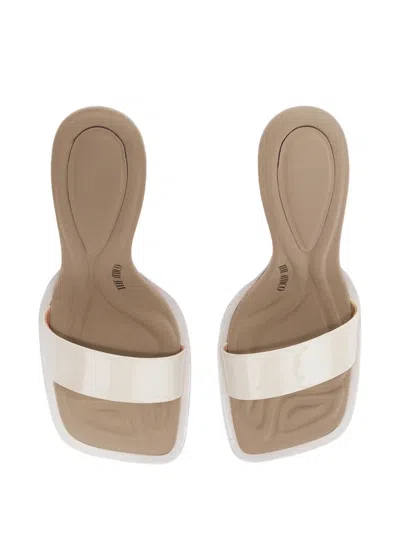 Attico Leather Heeled Mules In Neutral